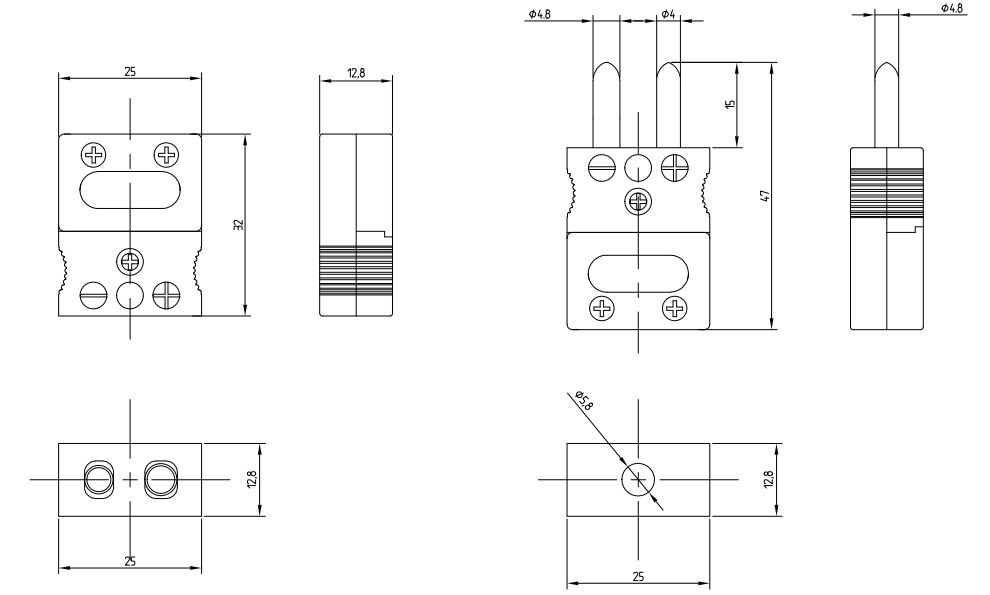 Standard Round 2 Pin Thermocouple Connector With Red Color Dot Buy