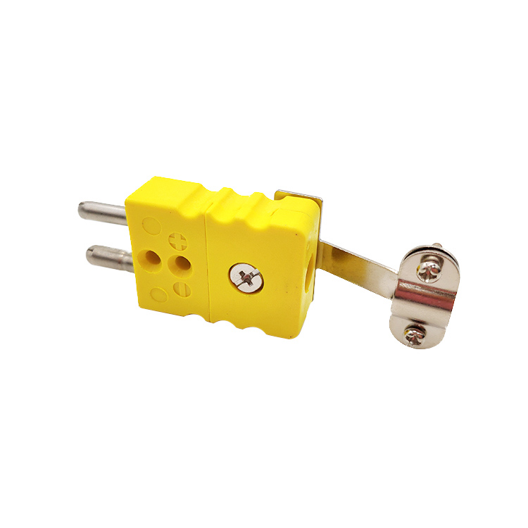Standard Size Ceramic Round Pin Thermocouple Connector With Metal Cable